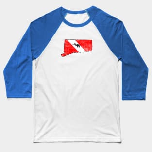 Connecticut Dive Flag Scuba Diving State Map Dive Flag Distressed Baseball T-Shirt